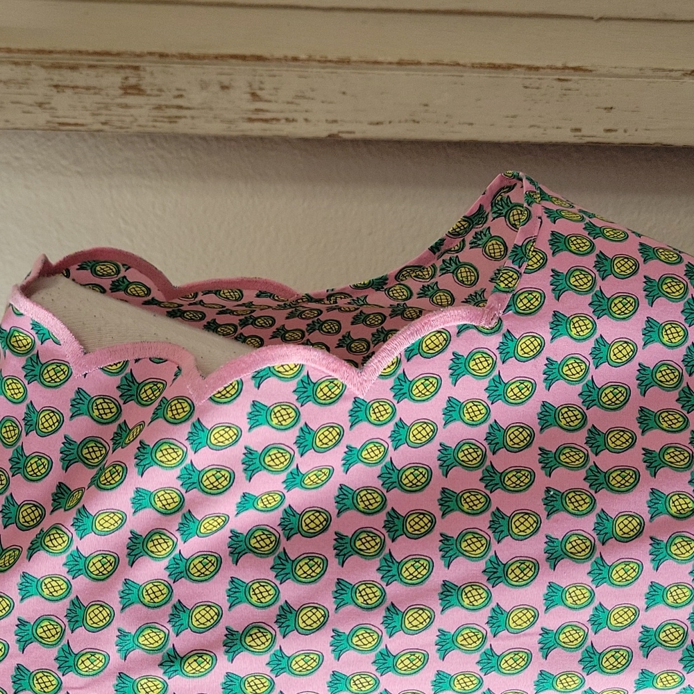 Talbots Pineapple Button-Down Scalloped Edge Slee… - image 6